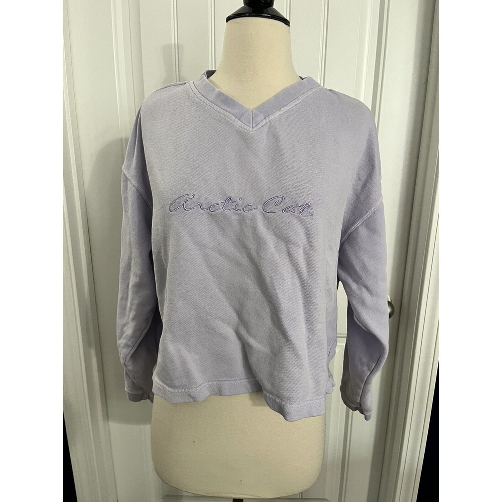Arctic Cat Womens Sweatshirt Large Arcticwear Snowmobile‎ Cropped Purple Top 232